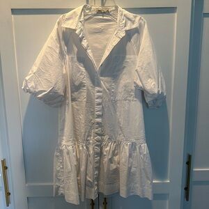 White Button-Up Shirt Dress